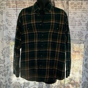 Wrangler Green Yellow Blue Casual Button Down Shirt